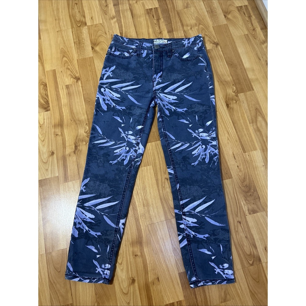 women's FREE PEOPLE leaf/palm Floral print Jeans/pants gray/lavender Size 27